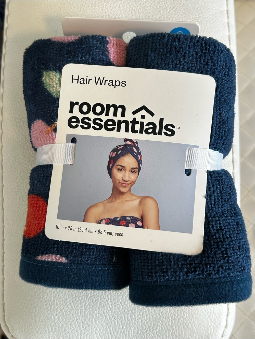 Room Essentials Navy Floral Terry Hair Wraps